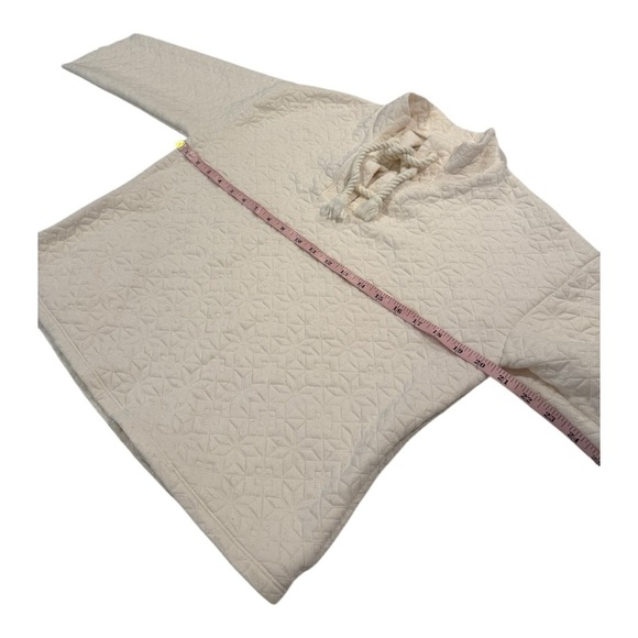 Madewell Quilted Antique Ivory Pullover Sweater N1073 Size Small Lace Tie Front - Picture 6 of 12